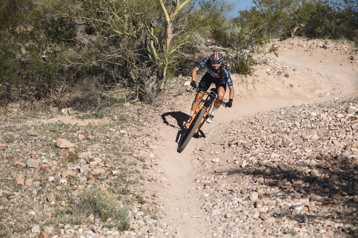 Navigating a rocky technical section